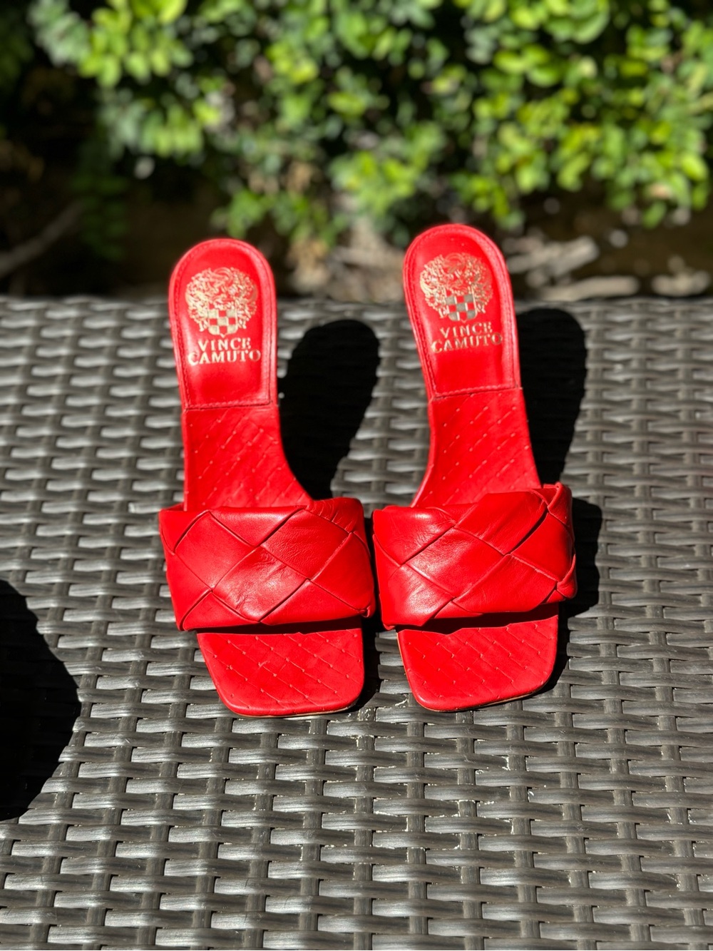 Vince Camuto Bright Pink Woven Mule Heels